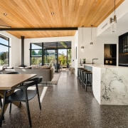 An Oyster stone benchtop, with natural shell-like veining, 