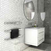 Dcs Bathroom Siroco Slim - angle | bathroom angle, bathroom, bathroom accessory, bathroom cabinet, black and white, ceramic, floor, flooring, interior design, product, sink, tap, tile, wall, white, gray