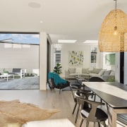 The design of this home makes the best architecture, building, ceiling, dining room, estate, floor, flooring, furniture, home, house, interior design, living room, loft, property, real estate, room, table, gray