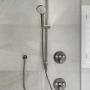 Part of the sophisticated array of showering choices. 