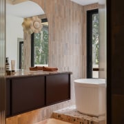 The earthy terracotta tile was selected to pull 