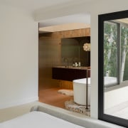 The sculptural bath is on show to both 