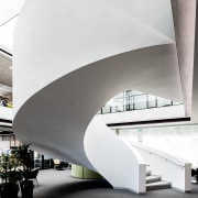 A double skin of curved plaster board creates 
