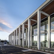 The new building has the same facade front 