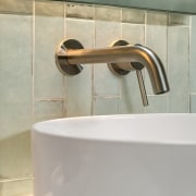 Brushed nickle tapware by ABI Interiors works with 