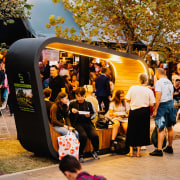 As the name suggests, Sedi Connect is designed autumn, crowd, event, food truck, leisure, people, plant, tourism, transport, tree, vehicle, yellow, brown, black