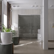 Vanities, hammam, shower - architecture | bathroom | architecture, bathroom, building, ceiling, column, curtain, door, floor, flooring, house, interior design, material property, property, room, tile, gray