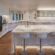 The cabinetry was specified in an Alpine white 