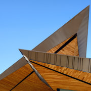 Dancing Light House Kendle Design Collaborative3 - angle angle, architecture, building, daylighting, facade, line, roof, sky, wood, teal, brown