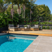 Deck and seating area at the far ned 