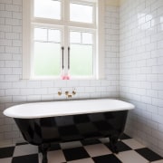 Ensuite 2 - bathroom | floor | flooring bathroom, floor, flooring, home, interior design, plumbing fixture, room, sink, tile, wall, window, gray, white