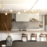 New kitchen with classic panelled cabinetry. 