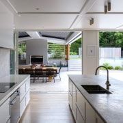 The new kitchen with open connection to the 