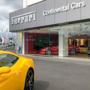 Ferrari Showroom 3 - automotive design | automotive automotive design, automotive wheel system, car, coupé, land vehicle, luxury vehicle, performance car, sports car, supercar, vehicle, wheel, yellow, gray