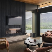 Concealed lighting highlights objects on the open display 