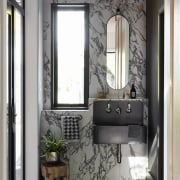 Marble-look powder room. - From farmhouse to farmstead 