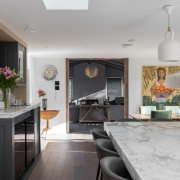 Bespoke furniture including marble topped dining table. 