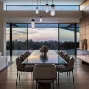 The entry level dining room, complete with walnut 