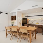 The completed kitchen is both functional and stylish, 