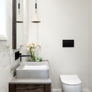 The reconfigured room leaves the toilet out of 