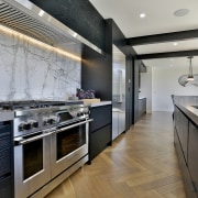 The long entertainer's kitchen offers plenty of room 