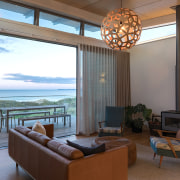 Clerestory windows bring additional light into the interior gray