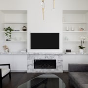 The marble fire surround in the living area 