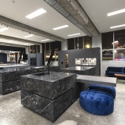 In this part of the Gaggenau showspace, a white, gray, black