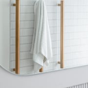 Vertical towel rails in reflection. - Light, white 