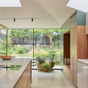 Floating steps lead out to a newly designed 