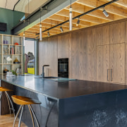 The dropped ceiling over the kitchen is also 