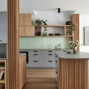 The kitchen's individualistic lay out optimises flowing functionality 