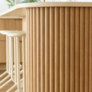 The feature accent cladding on the kitchen island 