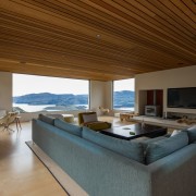 ​​​​​​​The big picture – the open-plan nature of architecture, ceiling, daylighting, estate, floor, house, interior design, living room, penthouse apartment, property, real estate, brown, wood ceiling, ceiling