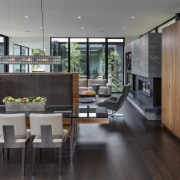 ​​​​​​​The main living pavilion in this home is house, interior design, kitchen, living room, timber floor, kitchen, dining