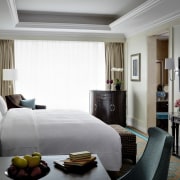 Even more traditional five star hotels such as bedroom, interior design, suite, window covering, window treatment, Langham Shenzhen