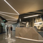 The entry lobby to Transpower’s new inner-city head architecture, ceiling, daylighting, brown