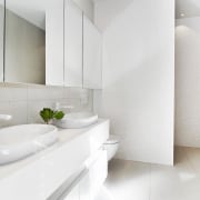 ​​​​​​​A green leaf in a white space – architecture, bathroom, ensuite, bathtub, ceramic, floor, flooring, house, interior design, plumbing fixture, tap, tile, wall, white, O'Neil Architecture