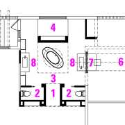 ​​​​​​​Legend for bathroom by Eolo A&amp;I Design: 1 artwork, design, diagram, drawing, floor plan, line, plan, technical drawing, text, white