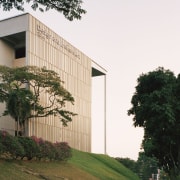 The new SDE4 design studio building at the architecture, building, facade, grass, green, plant, tree, wall, SDE4 design, school of design and environment