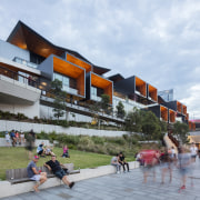 Designed by Populous and Hassell, the ICC Sydney architecture, building, city, facade, home, house, leisure, mixed-use, neighbourhood, public space, real estate, residential area, roof, sky, suburb, tourism, town, urban design, vacation, white