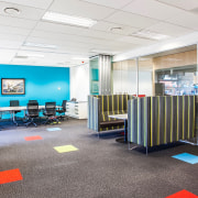 The lively fit-out for the offices of Palmerston architecture, building, ceiling, floor, flooring, furniture, interior design, office, real estate, room, white