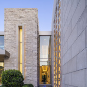 The home is clad in Indiana silver buff 