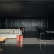 Charred timber, matte ceramics and blackened steel all 