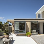 The day room features an inviting window seat. 