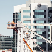 The white-painted steelwork creates an envelope that expresses 