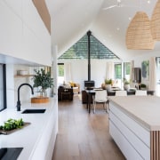 The renovated kitchen, dining and living space – 