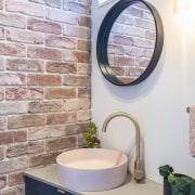 The brick wall surface makes its rustic presence 