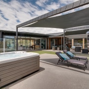 Glass walls on the living areas provide spa 