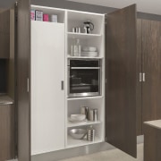 Salice Eclipse Pocket Doors are ideal for when cabinetry, furniture, home appliance, interior design, kitchen, gray, black